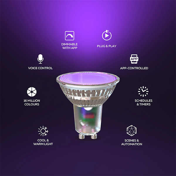 Calex GU10 ampoule intelligente PAR16 RGB wifi (Tuya) - tansparent LCA01198 - 2