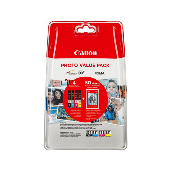 Canon CLI-551 multipack + papier photo (d'origine) 6508B005 651014 - 1