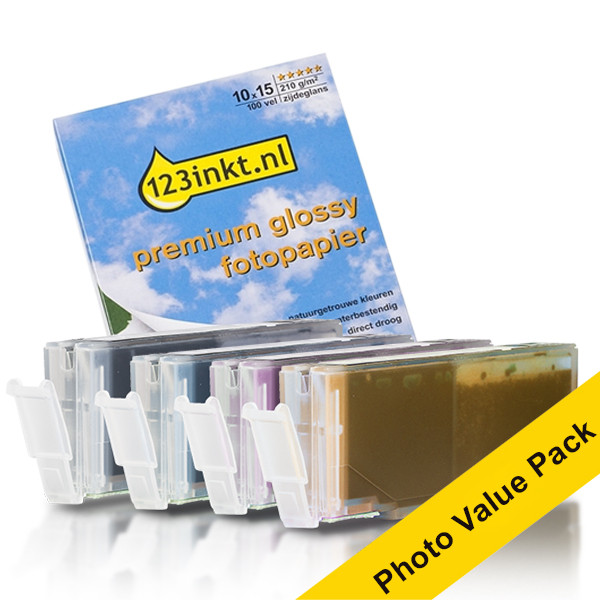 Canon CLI-581 BK/C/M/Y + 100 feuilles de papier photo multipack cartouches d'encre (marque 123encre) 132312 - 1