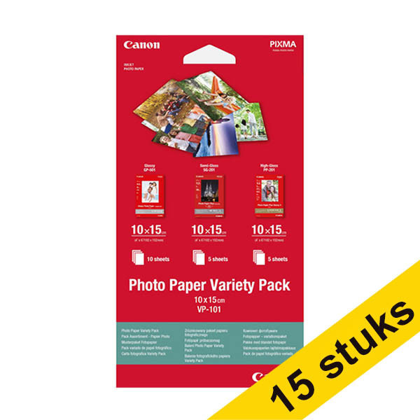 Offre : 10+5 paquets de papier photo Canon VP-101 10 x 15 cm (20 feuilles) 150395 - 1