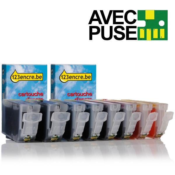 Offre spéciale Canon: 2 x PGI-5BK + 2 x CLI-8C/M/Y avec puce (noir + 3 couleurs) (marque 123encre) 120701 Offre spéciale Canon: 2 x PGI-5BK + 2 x CLI-8C/M/Y avec puce (noir + 3 couleurs) (marque 123encre) 120701 - 1