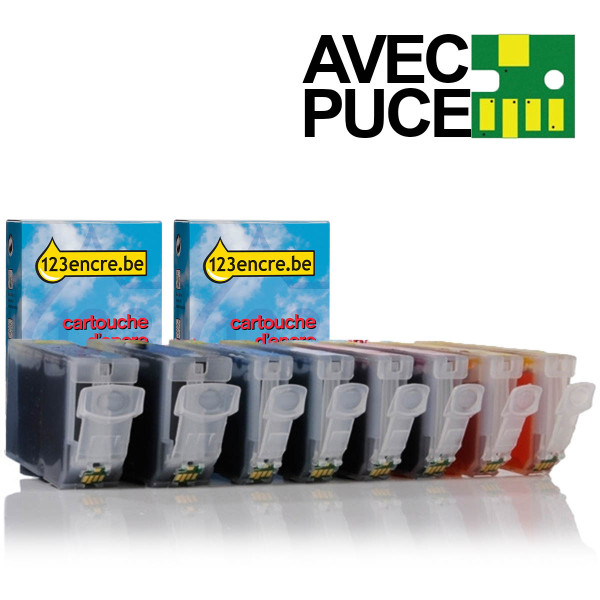 Offre spéciale Canon: 2 x PGI-5BK + 2 x CLI-8C/M/Y avec puce (noir + 3 couleurs) (marque 123encre) 120701 - 1