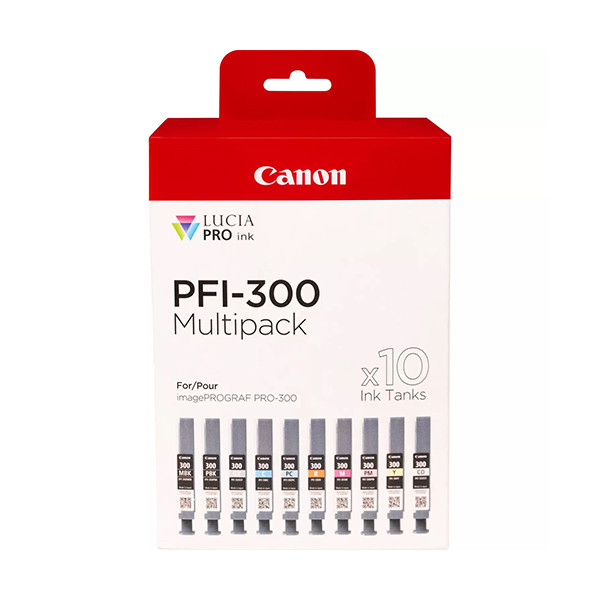 Canon PFI-300 multipack MBK/PBK/C/M/Y/PC/PM/R/GY/CO (d'origine) 4192C008 018590 - 1