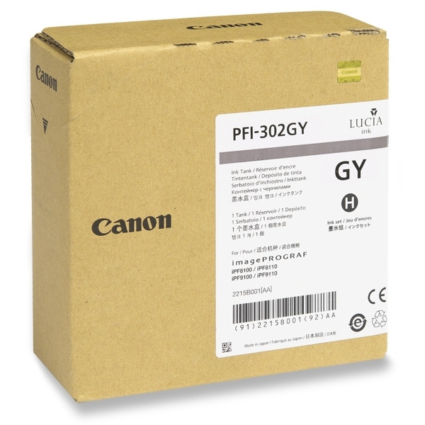 Canon PFI-302GY cartouche d'encre grise (d'origine) 2217B001 018336 - 1