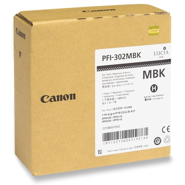 Canon PFI-302MBK cartouche d'encre noire mate (d'origine) 2215B001 018332 - 1