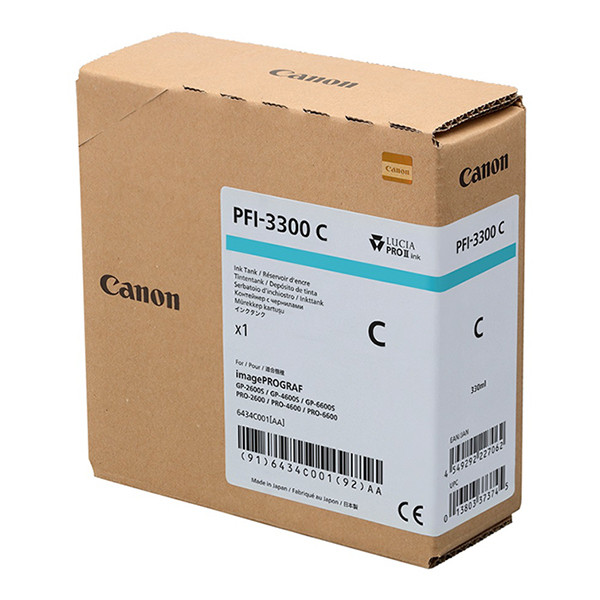 Canon PFI-3300C cartouche d'encre haute capacité (d'origine) - cyan 6434C001 010560 - 1