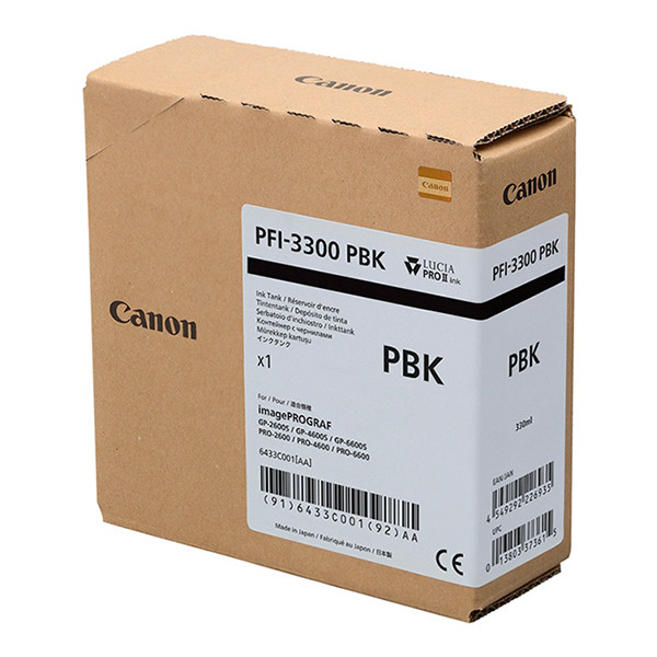 Canon PFI-3300PBK cartouche d'encre haute capacité (d'origine) - noir photo 6433C001 010558 - 1