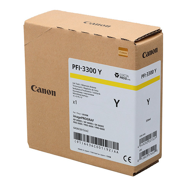 Canon PFI-3300Y cartouche d'encre haute capacité (d'origine) - jaune 6436C001 010564 - 1