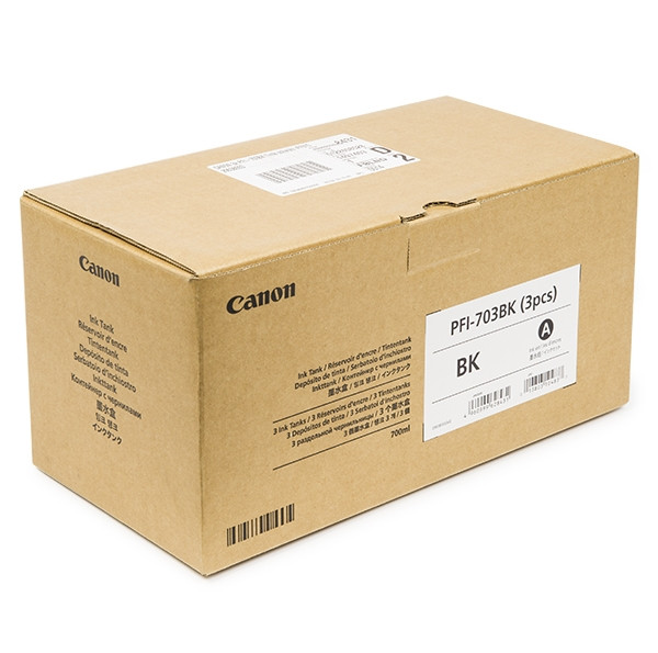 Canon PFI-703BK pack de 3 cartouches d'encre noire haute capacité (d'origine) 2963B003 018385 - 1
