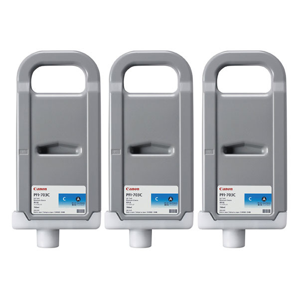 Canon PFI-703C pack de 3 cartouches d'encre haute capacité (d'origine) - cyan 2964B003 018387 - 1