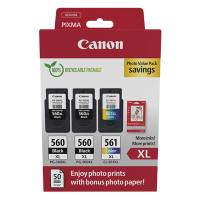 Canon PG-560XLx2 / CL-561XL pack avantageux photo 50 feuilles (d'origine) 3712C012 132260