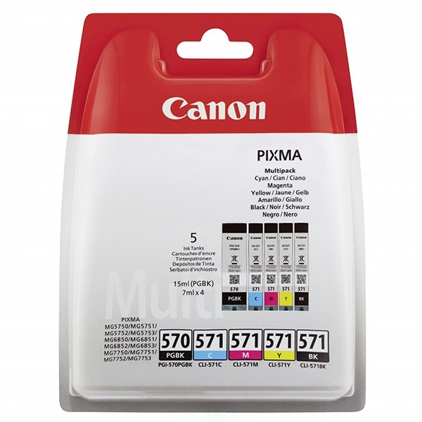 Canon PGI-570 / CLI-571 multipack PGBK/BK/C/M/Y (d'origine) 0372C004 0372C006 017264 - 1