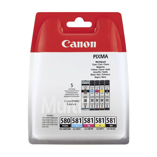 Canon PGI-580BK / CLI-581 BK/C/M/Y-multipack (d'origine) 2078C005 2078C006 2078C007 2078C008 018582 - 1