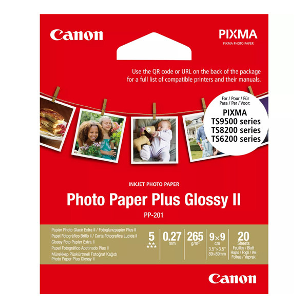 Canon PP-201 Glossy II Photo Paper Plus 8,8 x 8,8 cm (20 feuilles) 2311B070 154075 - 1