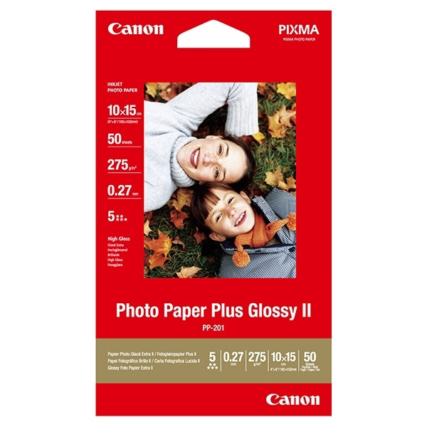 Canon PP-201 Plus Glossy papier photo II 265 g/m² 10 x 15 cm (50 feuilles) 2311B003 064575 - 1