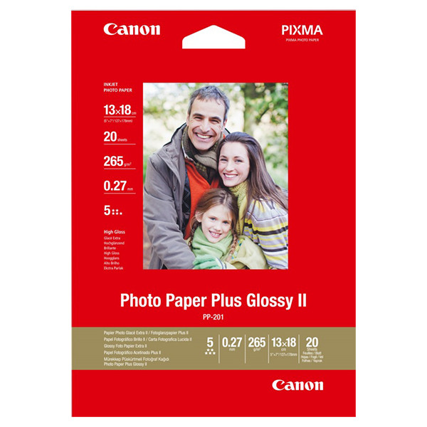 Canon PP-201 Plus II papier photo brillant 265 g/m² 13 x 18 cm (20 feuilles) 2311B018 064580 - 1