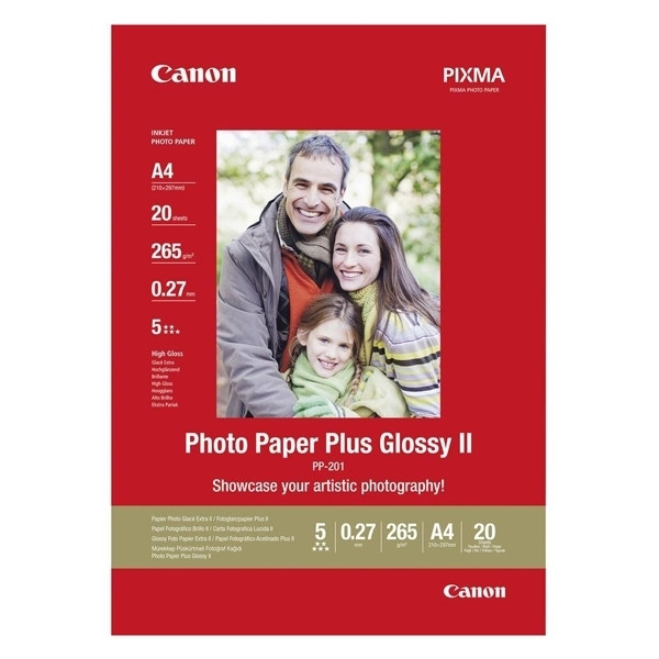 Canon PP-201 Plus II papier photo brillant 265 g/m² A4 (20 feuilles) 2311B019 064555 - 1