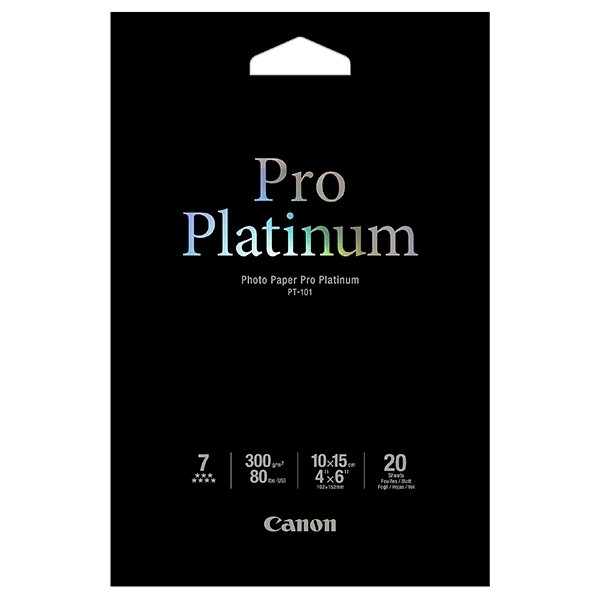 Canon PT-101 Pro Platinum papier photo 300 g/m² 10 x 15 cm (20 feuilles) 2768B013 064594 - 1