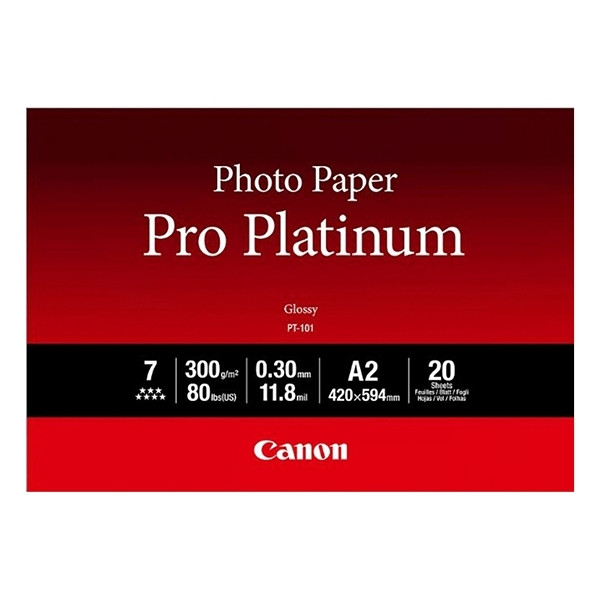 Canon PT-101 Pro Platinum papier photo 300 g/m² A2 (20 feuilles) 2768B067 154028 - 1