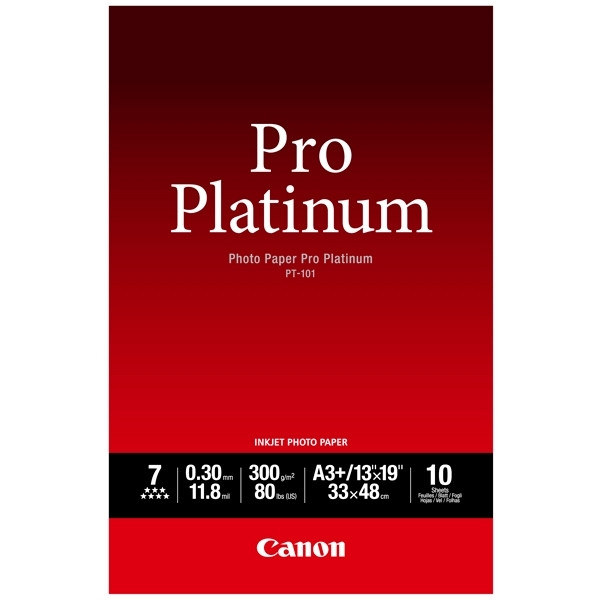 Canon PT-101 Pro Platinum papier photo 300 g/m² A3+ (10 feuilles) 2768B018 064596 - 1