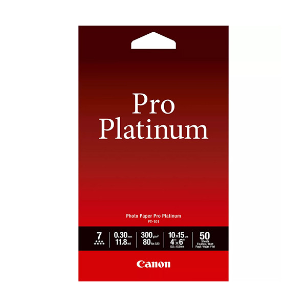 Canon PT-101 papier photo pro platinum 300 g/m² 10 x 15 cm (50 feuilles) 2768B014 154064 - 1