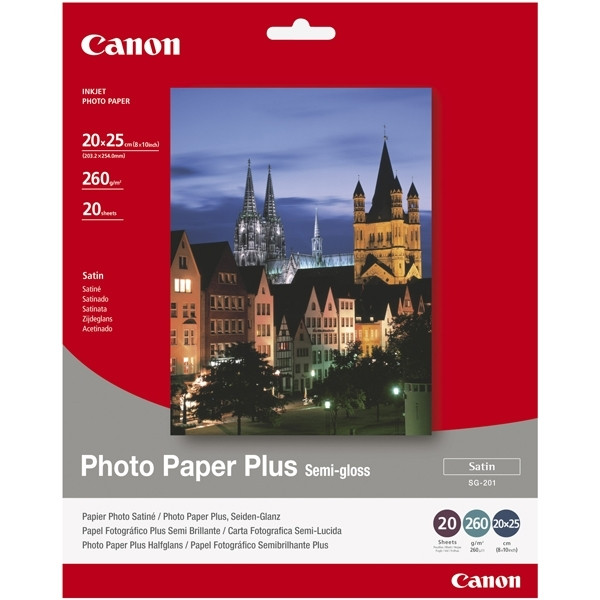 Canon SG-201 Plus papier photo semi-brillant 260 g/m² 20 x 25 cm (20 feuilles) 1686B018 154008 - 1
