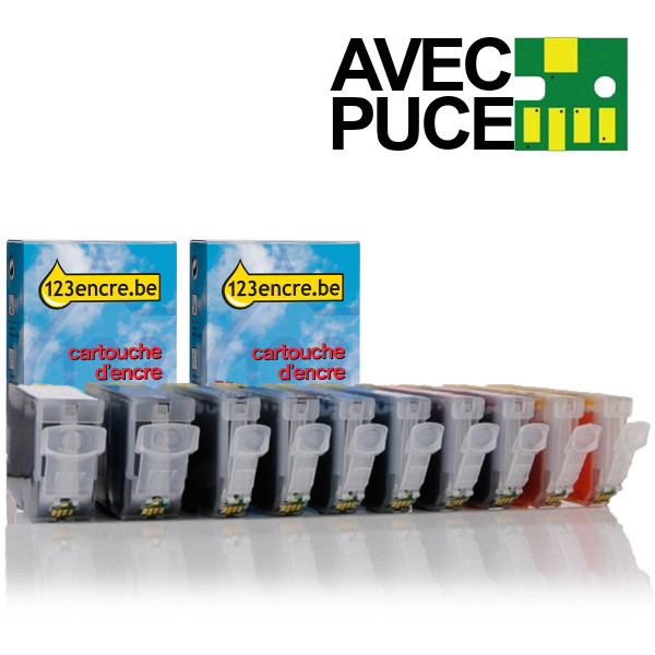 Canon offre : 2 x PGI-5BK + 2 x CLI-8BK/C/M/Y avec puce (2 noires + 3 couleurs) (marque 123encre) 120801 - 1