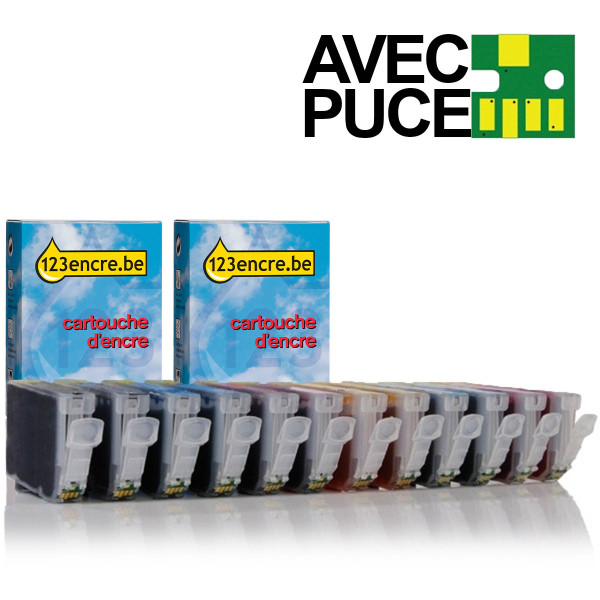 Canon offre : 2 x série CLI-8 avec puce (noir + 5 couleurs) (marque 123encre) 120821 - 1