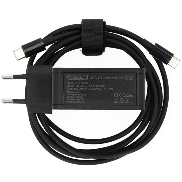 Chargeur universel USB-C 45W (20 V, 2,25 A, 45 W, marque 123accu) ADR00260 Chargeur universel USB-C 45W (20 V, 2,25 A, 45 W, marque 123accu) ADR00260 - 2