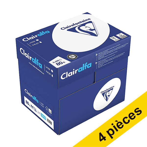 Clairefontaine Clairalfa papier 4 boîtes de 2500 feuilles A4 - 80 g/m² DOOSPAPIER4 249999 - 1