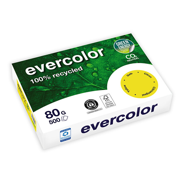 Clairefontaine Evercolor papier couleur recyclé 80 g/m² A4 (500 feuilles) - citron 250394 - 1