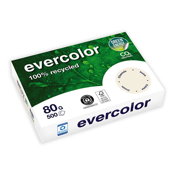Clairefontaine Evercolor papier couleur recyclé 80 g/m² A4 (500 feuilles) - ivoire 250383 - 1