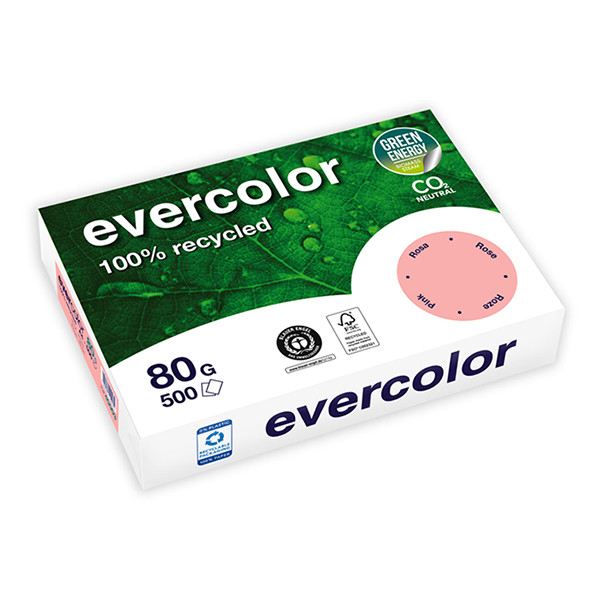 Clairefontaine Evercolor papier couleur recyclé 80 g/m² A4 (500 feuilles) - rose 250388 - 1