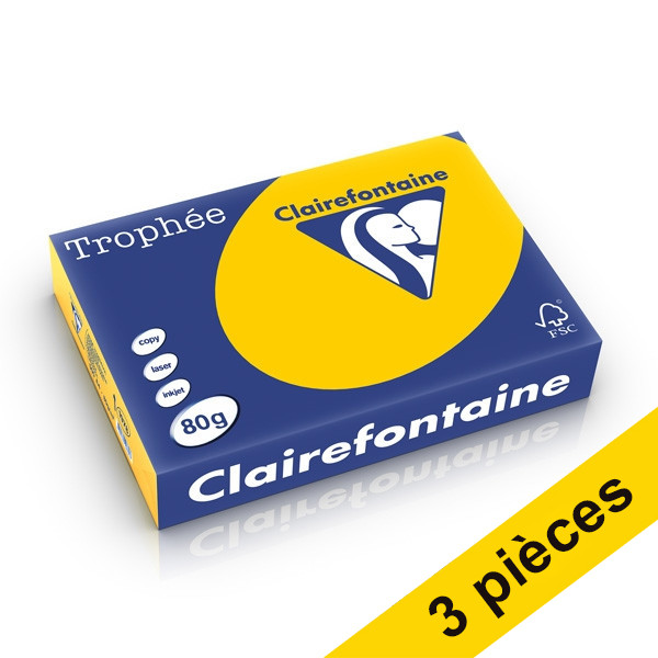 Clairefontaine Offre : 3x Clairefontaine papier couleur 80 g/m² A4 (500 feuilles) - jaune tournesol  340029 - 1