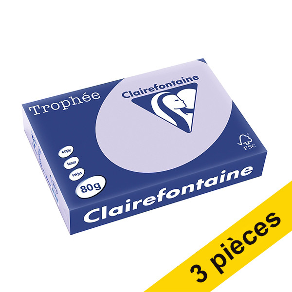 Clairefontaine Offre : 3x Clairefontaine papier couleur 80 g/m² A4 (500 feuilles) - lilas  340030 - 1