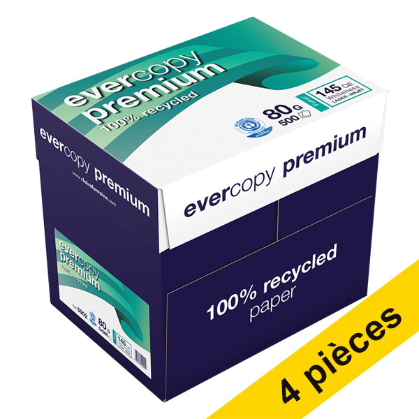 Clairefontaine Offre : 4x Clairefontaine Evercopy Premium 1 boîte de 2500 feuilles A4 - 80 g/m²  399561 - 1