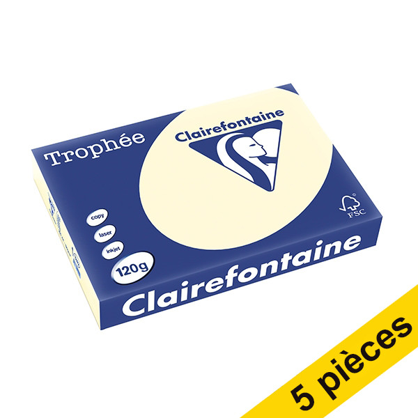 Offre : 5x Clairefontaine papier couleur 120 g/m² A4 (250 feuilles) - ivoire 250400 - 1