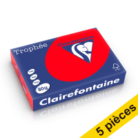 Offre : 5x Clairefontaine papier couleur 80 g/m² A4 (500 feuilles) - rouge corail
