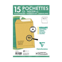 Clairefontaine enveloppe kraft 162 x 229 mm - C5 autocollante (15 pièces) 404640