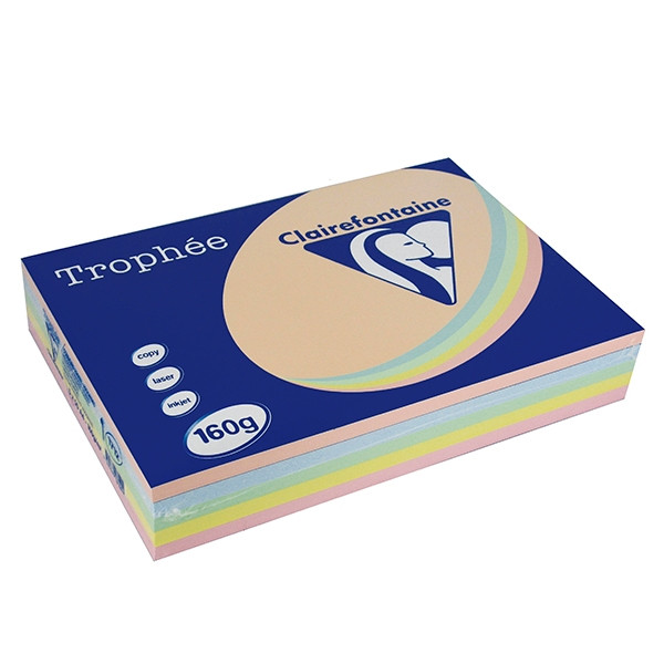 Clairefontaine multipack 160 g/m² (5 x 50 feuilles) - saumon/bleu vif/vert/canari/rose 1712 250023 - 1