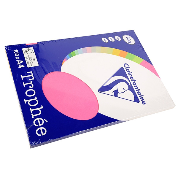 Clairefontaine multipack 80 g/m² (4 x 25 feuilles) - rose/jaune/vert/orange fluo 4120 250017 - 1