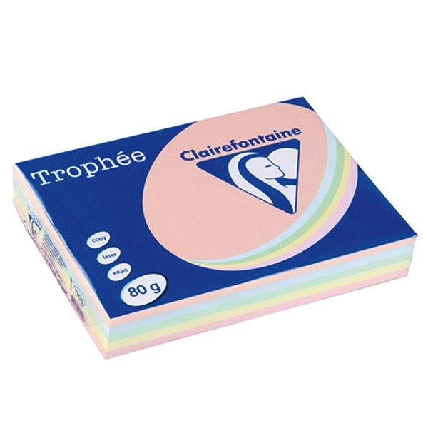 Clairefontaine multipack 80 g/m² (5 x 100 feuilles) - saumon/bleu vif/vert/canari/rose 1703 250005 - 1