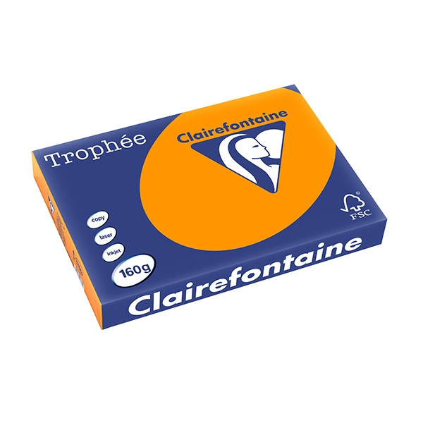 Clairefontaine papier couleur 160 g/m² A3 (250 feuilles) - orange vif 1766C 250152 - 1