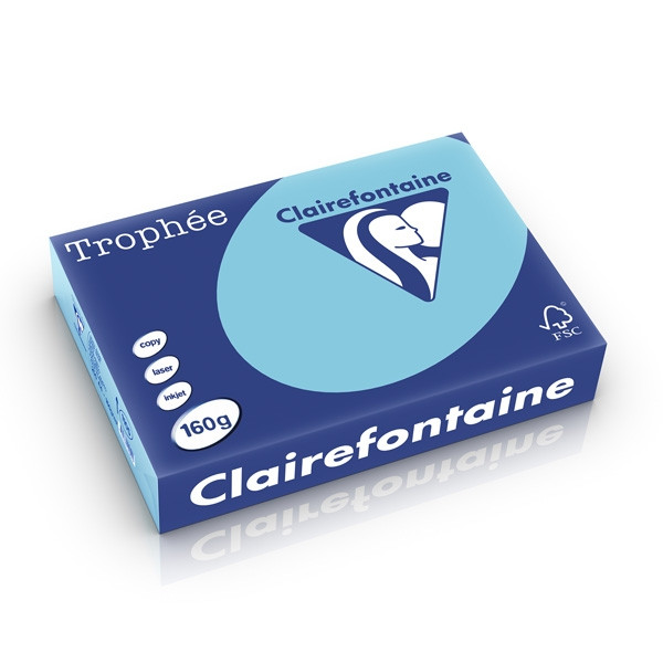 Clairefontaine papier couleur 160 g/m² A4 (250 feuilles) - bleu alizé 1105C 250247 - 1