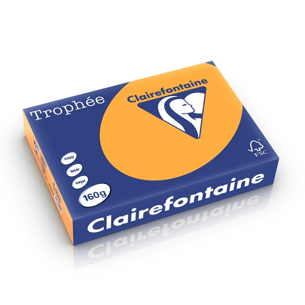 Clairefontaine papier couleur 160 g/m² A4 (250 feuilles) - clémentine 1042C 250236 - 1