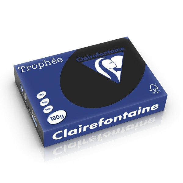 Clairefontaine papier couleur 160 g/m² A4 (250 feuilles) - noir 1001C 250267 - 1
