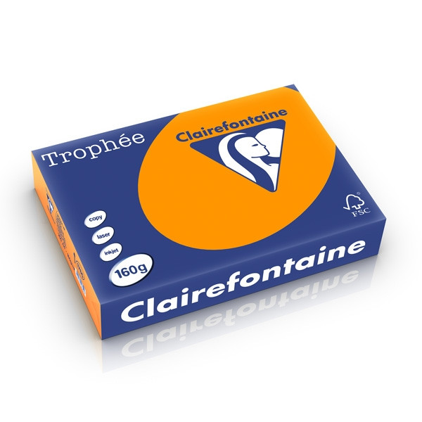 Clairefontaine papier couleur 160 g/m² A4 (250 feuilles) - orange vif 1765C 250254 - 1
