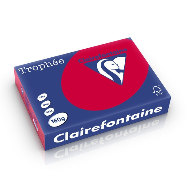 Clairefontaine papier couleur 160 g/m² A4 (250 feuilles) - rouge groseille 1016C 250257 - 1