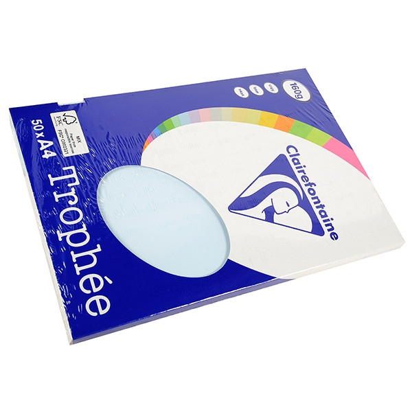 Clairefontaine papier couleur 160 g/m² A4 (50 feuilles) - bleu 4151C 250018 - 1