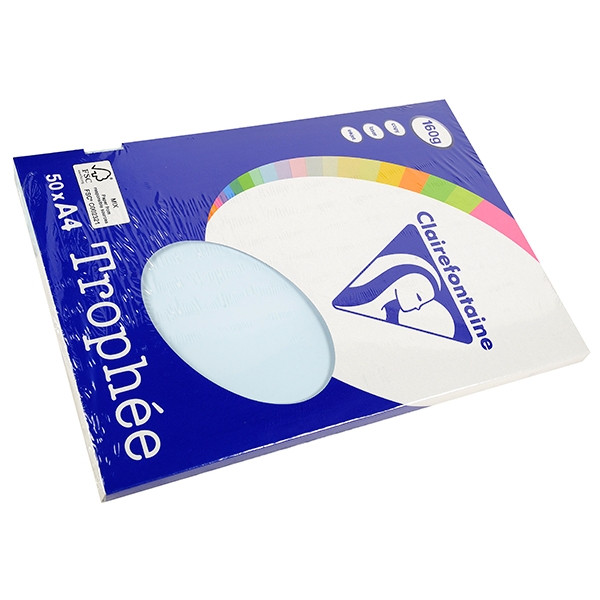 Clairefontaine papier couleur 160 g/m² A4 (50 feuilles) - bleu 4151 250018 - 1